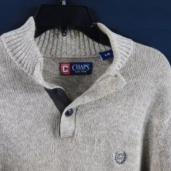 CHAPS Tan 100% cotton with elbow patches Size L - Picture 4 of 5